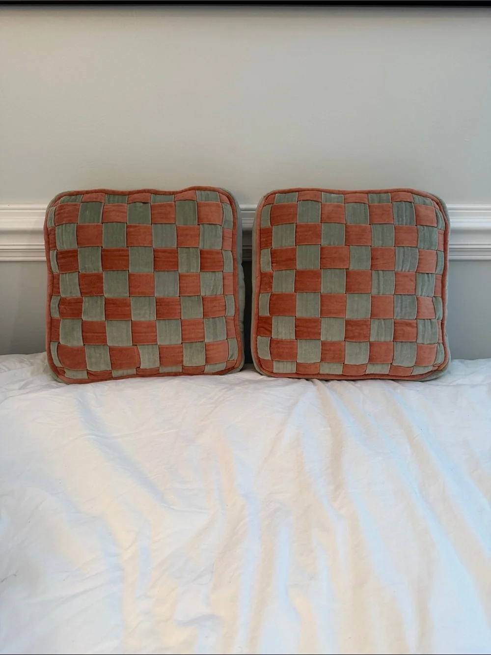 Crate & Barrel Harriet Velvet Square Pillow - A Pair